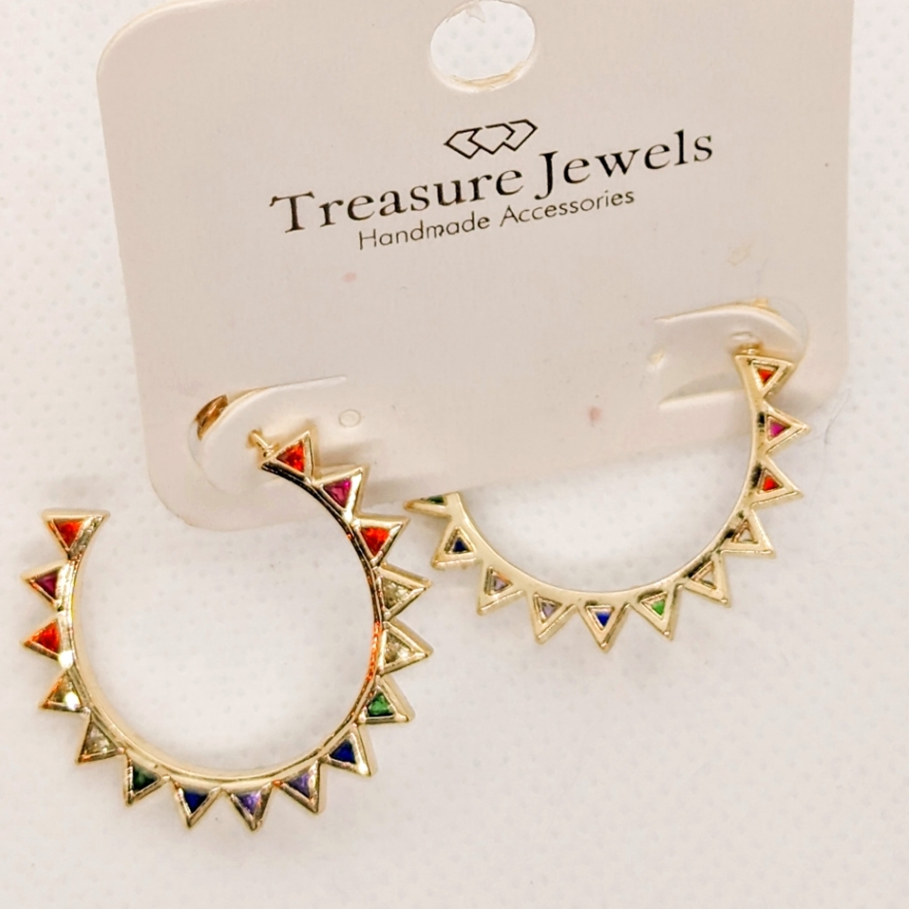 Gold Plated Rainbow Sun Hoops